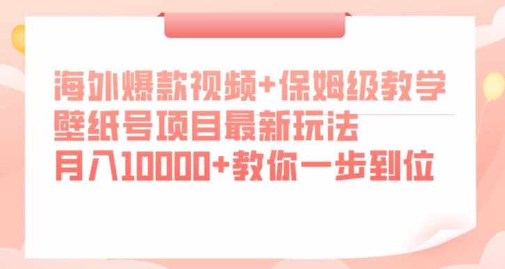 海外爆款视频+保姆级教学，壁纸号项目最新玩法，月入10000+教你一步到位【揭秘】-泰戈创艺资源库