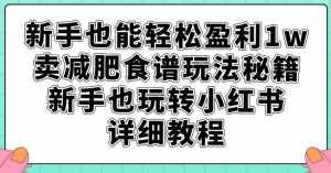 新手也能轻松盈利1w,卖减肥食谱玩法秘籍,新手也玩转小红书详细教程【揭秘】-泰戈创艺资源库
