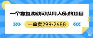 一单卖299-2688，一个靠复购就可以月入6k的暴利项目【揭秘】-泰戈创艺资源库