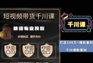 短视频带货-千川专业投放课,精细化专业投放,计划纠正,提升ROI-泰戈创艺资源库