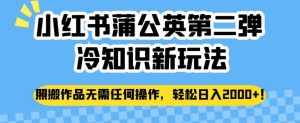 小红书蒲公英第二弹冷知识新玩法，照搬作品无需任何操作，轻松日入2000+【揭秘】-泰戈创艺资源库