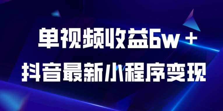 抖音最新小程序变现项目，单视频收益6w＋，小白可做【揭秘】-泰戈创艺资源库