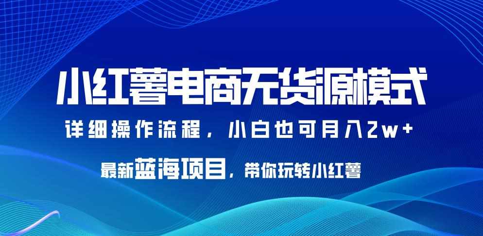 小红薯电商无货源模式，最新蓝海项目，带你玩转小红薯，小白也可月入2w+【揭秘】-泰戈创艺资源库