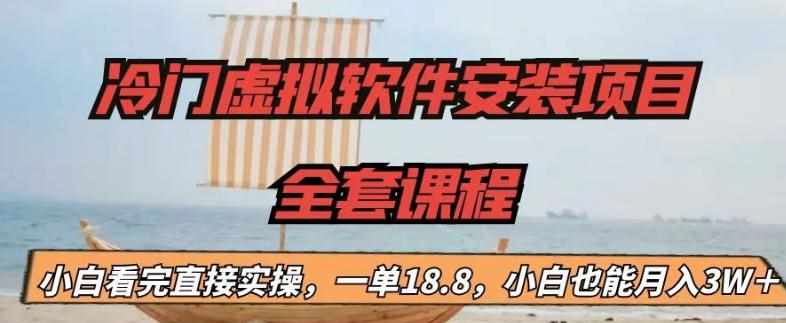 冷门虚拟软件安装项目，一单18.8，小白也能月入3W＋【揭秘】-泰戈创艺资源库