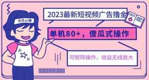 2023最新玩法短视频广告撸金，亲测单机收益80+，可矩阵，傻瓜式操作，小白可上手【揭秘】-泰戈创艺资源库