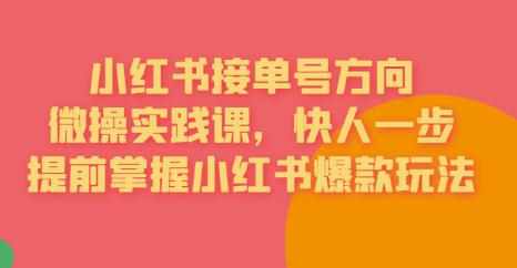 接单号方向·小红书微操实践课，快人一步，提前掌握小红书爆款玩法-泰戈创艺资源库
