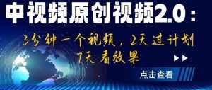 中视频原创视频2.0:3分钟一个视频,2天过计划,7天看效果【揭秘】-泰戈创艺资源库