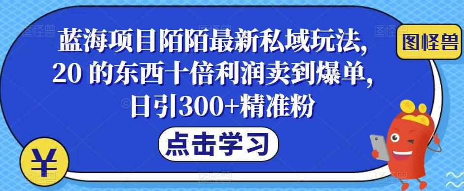 蓝海项目陌陌最新私域玩法，20 的东西十倍利润卖到爆单，日引300+精准粉【揭秘】-泰戈创艺资源库