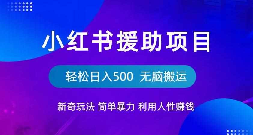 小红书援助项目新奇玩法，简单暴力，无脑搬运轻松日入500【揭秘】-泰戈创艺资源库