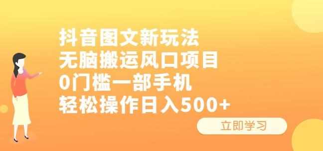 抖音图文新玩法，无脑搬运风口项目，0门槛一部手机轻松操作日入500+【揭秘】-泰戈创艺资源库