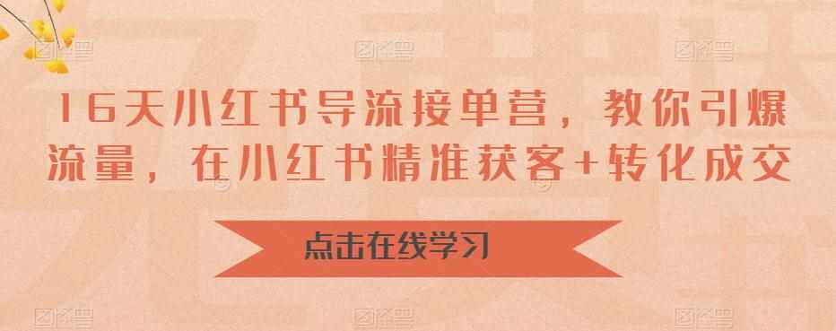 16天小红书导流接单营，教你引爆流量，在小红书精准获客+转化成交-泰戈创艺资源库