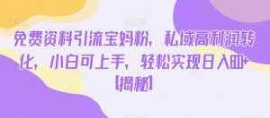 免费资料引流宝妈粉,私域高利润转化,小白可上手,轻松实现日入600+【揭秘】-泰戈创艺资源库