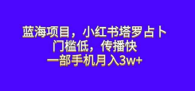 蓝海项目，小红书塔罗占卜，门槛低，传播快，一部手机月入3w+【揭秘】-泰戈创艺资源库