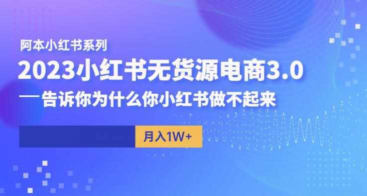 阿本小红书无货源电商3.0，告诉你为什么你小红书做不起来-泰戈创艺资源库