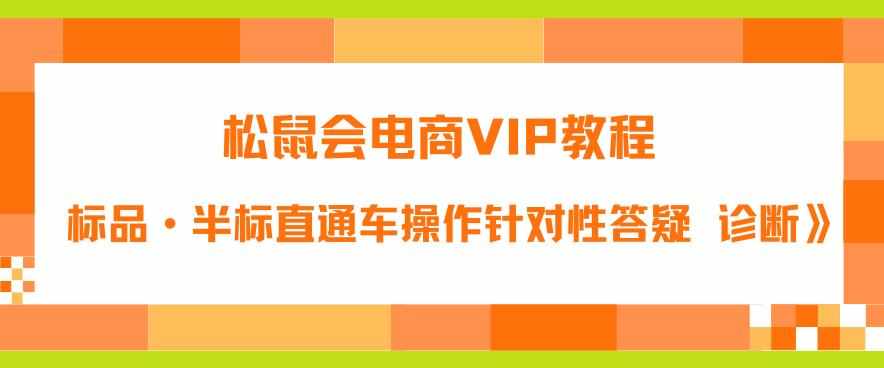 松鼠会电商VIP教程：松鼠《付费推广标品·半标直通车操作针对性答疑&诊断》-泰戈创艺资源库