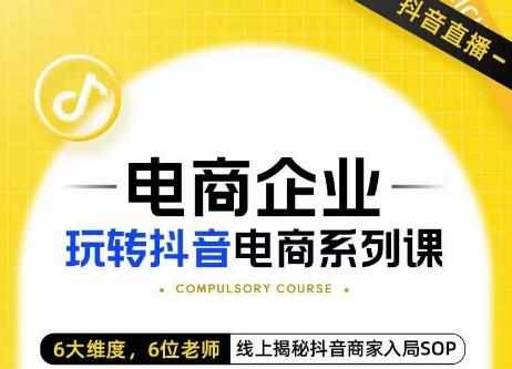 玺承·电商企业玩转抖音电商系列课，6大维度，6位老师，线上揭秘抖音商家入局SOP-泰戈创艺资源库