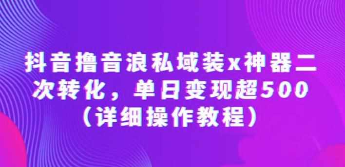 抖音撸音浪私域装x神器二次转化，单日变现超500（详细操作教程）【揭秘】-泰戈创艺资源库