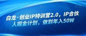 白龙·创业IP特训营2.0，IP合伙人掘金计划，做到年入50W-泰戈创艺资源库