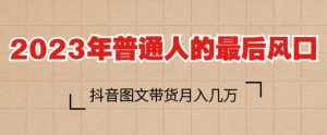 2023年普通人的最后风口，抖音图文带货月入几万，只需一部手机即可操作-泰戈创艺资源库