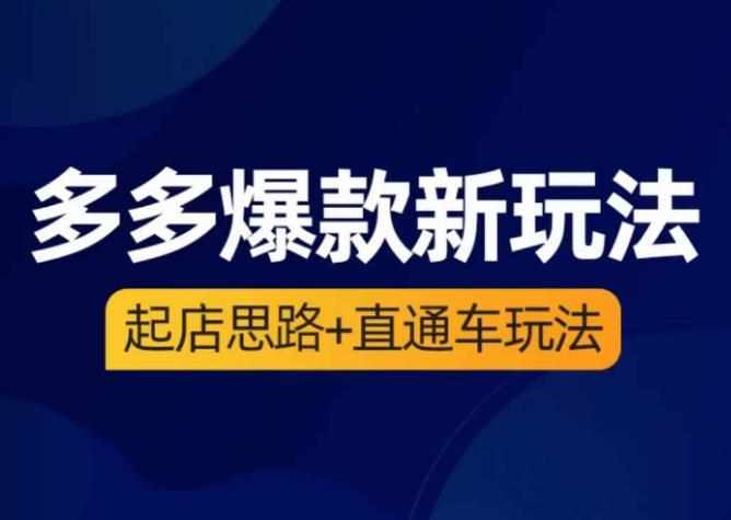 海神·多多爆款新玩法，​起店思路+直通车玩法（3节精华课）-泰戈创艺资源库
