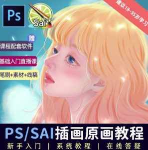 价值1288的原画插画教程零基础CG漫画SAI线稿笔刷手绘画数位板绘视频课程-泰戈创艺资源库