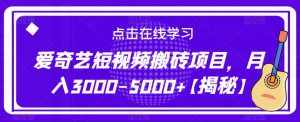 爱奇艺短视频搬砖项目，月入3000-5000+【揭秘】-泰戈创艺资源库