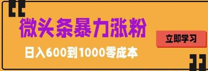 微头条暴力涨粉技巧搬运文案就能涨几万粉丝，简单0成本，日赚600【揭秘】-泰戈创艺资源库
