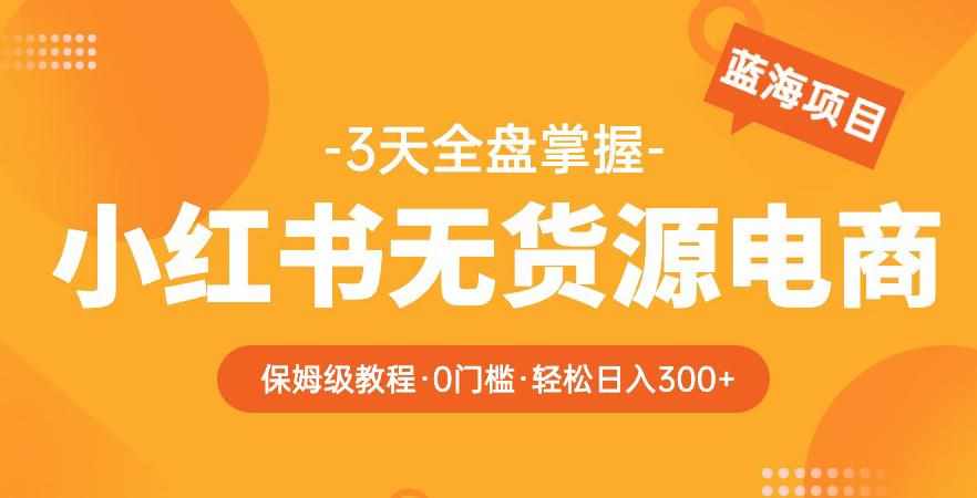2023【阿本小红书无货源电商训练营】保姆级教程，从0到1，3天全盘掌握，轻松日入300+-泰戈创艺资源库