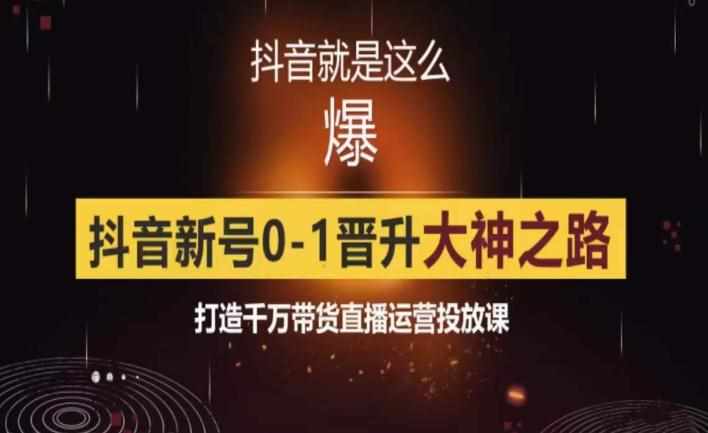0粉自然流实战起号课,抖音新号0~1晋升大神之路,打造千万带货直播运营投放课-泰戈创艺资源库