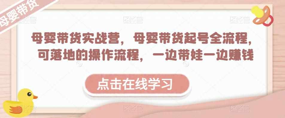 母婴带货实战营，母婴带货起号全流程，可落地的操作流程，一边带娃一边赚钱（附素材）-泰戈创艺资源库