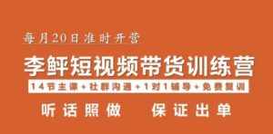 李鲆·短视频带货第16期,一部手机,碎片化时间,零基础也能做,听话照做,保证出单-泰戈创艺资源库