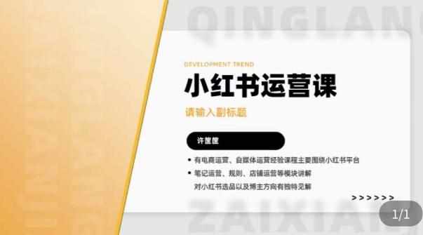 许筐筺·小红书运营课，​笔记运营、规则、店铺运营等模块讲解，学会自己独立运营小红书账号-泰戈创艺资源库