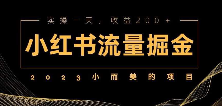 2023小而美的项目，小红书流量掘金，实操一天，收益200+【揭秘】-泰戈创艺资源库