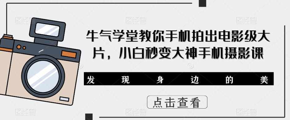 牛气学堂教你手机拍出电影级大片，小白秒变大神手机摄影课-泰戈创艺资源库