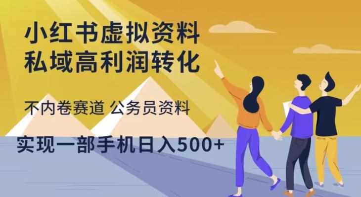 小红书虚拟资料私域高利润转化，不内卷赛道公务员资料，实现一部手机日入500+-泰戈创艺资源库