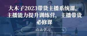 大木子2023带货主播系统课，主播能力提升训练营，主播带货必修课-泰戈创艺资源库