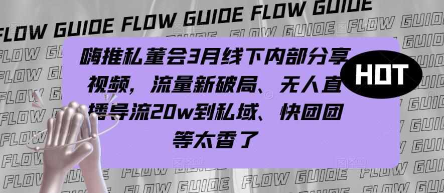 嗨推私董会3月线下内部分享视频，流量新破局、无人直播导流20w到私域、快团团等太香了-泰戈创艺资源库