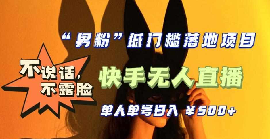 【全新升级】零基础单人单号单晚500+，不说话，不露脸，4月最新超皮实快手无人直播-泰戈创艺资源库