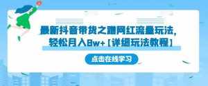 最新抖音带货之蹭网红流量玩法，轻松月入8w+【详细玩法教程】-泰戈创艺资源库