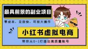 小红书蓝海大市场虚拟电商项目，手把手带你打造出日赚2000+高质量红薯账号-泰戈创艺资源库