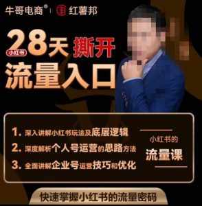 牛哥电商红薯邦28天撕开小红书流量入口,小红书运营系列课,快速掌握小红书的流量密码-泰戈创艺资源库