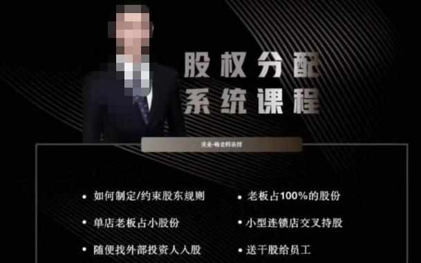 韩老师聊美业-美业股权分配系统课程，如何制定约束股东规则+老板占100%的股份+单店老板占小股份等-泰戈创艺资源库