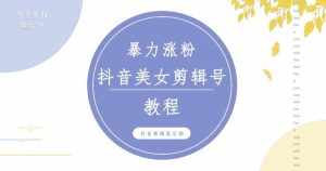 抖音快手暴力涨粉美女混剪视频教程,百分百过原创图片教程!附带违规申诉方法-泰戈创艺资源库