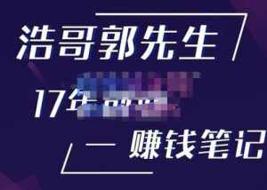 浩哥郭先生17年创业赚米笔记,打开你对很多东西的认知,让你知道原来赚钱或创业不单单是发力就行-泰戈创艺资源库