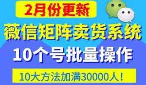 微信矩阵卖货系统,多线程批量养10个微信号,10种加粉落地方法,快速加满3W人卖货!-泰戈创艺资源库