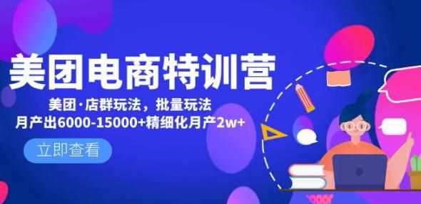 美团电商特训营：美团·店群玩法，无脑铺货月产出6000-15000+精细化月产2w+-泰戈创艺资源库