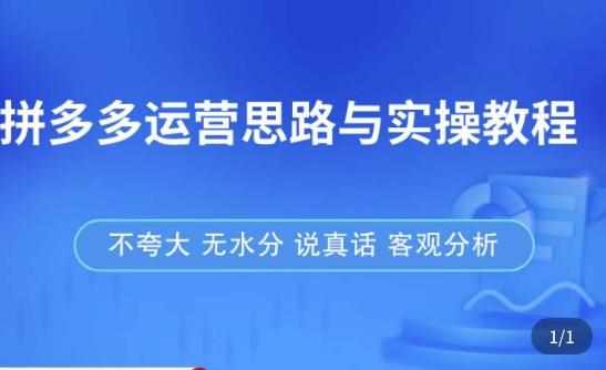 拼多多店铺运营思路与实操教程，快速学会拼多多开店和运营，少踩坑，多盈利-泰戈创艺资源库