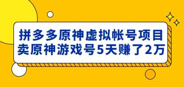外面卖2980的拼多多原神虚拟帐号项目：卖原神游戏号5天赚了2万-泰戈创艺资源库