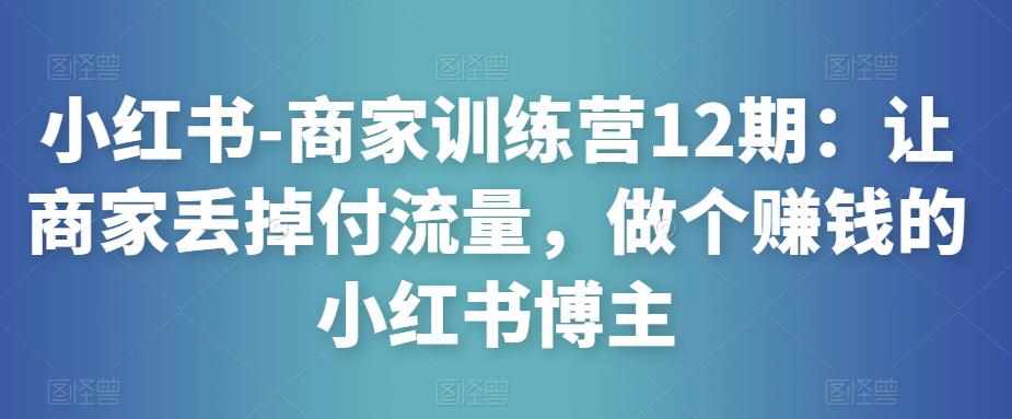小红书-商家训练营12期：让商家丢掉付流量，做个赚钱的小红书博主-泰戈创艺资源库
