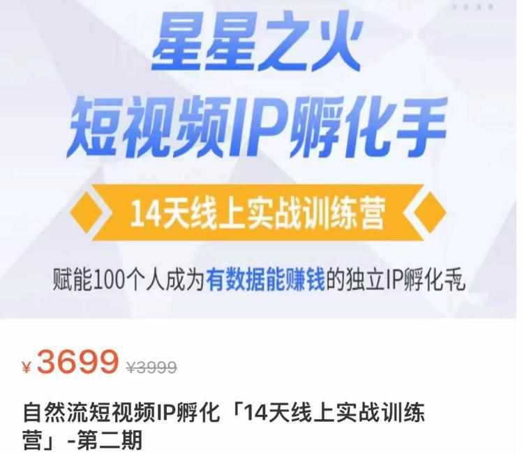 瑶瑶·自然流短视频IP孵化第二期，14天线上实战训练营，赋能100个人成为有数据能赚钱的独立IP孵化手-泰戈创艺资源库